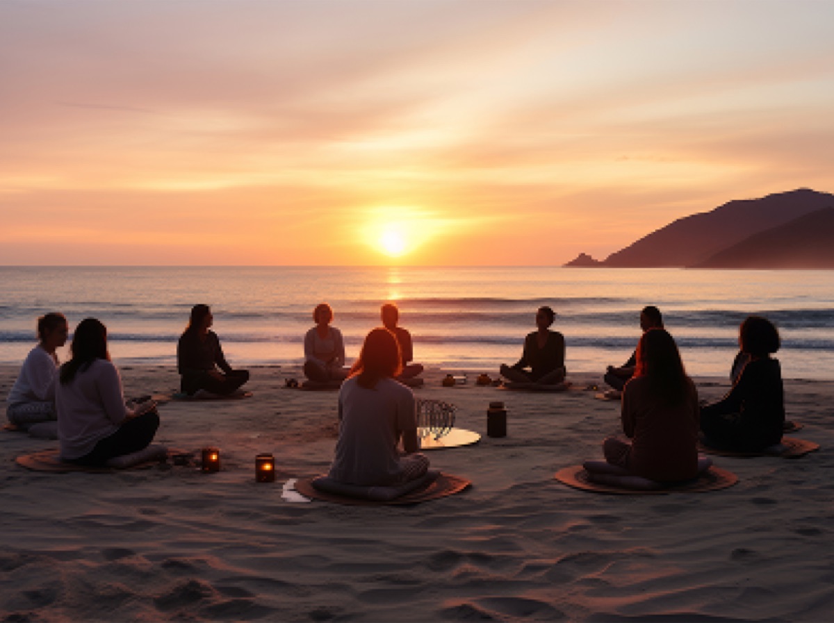 Guided meditation session in nature